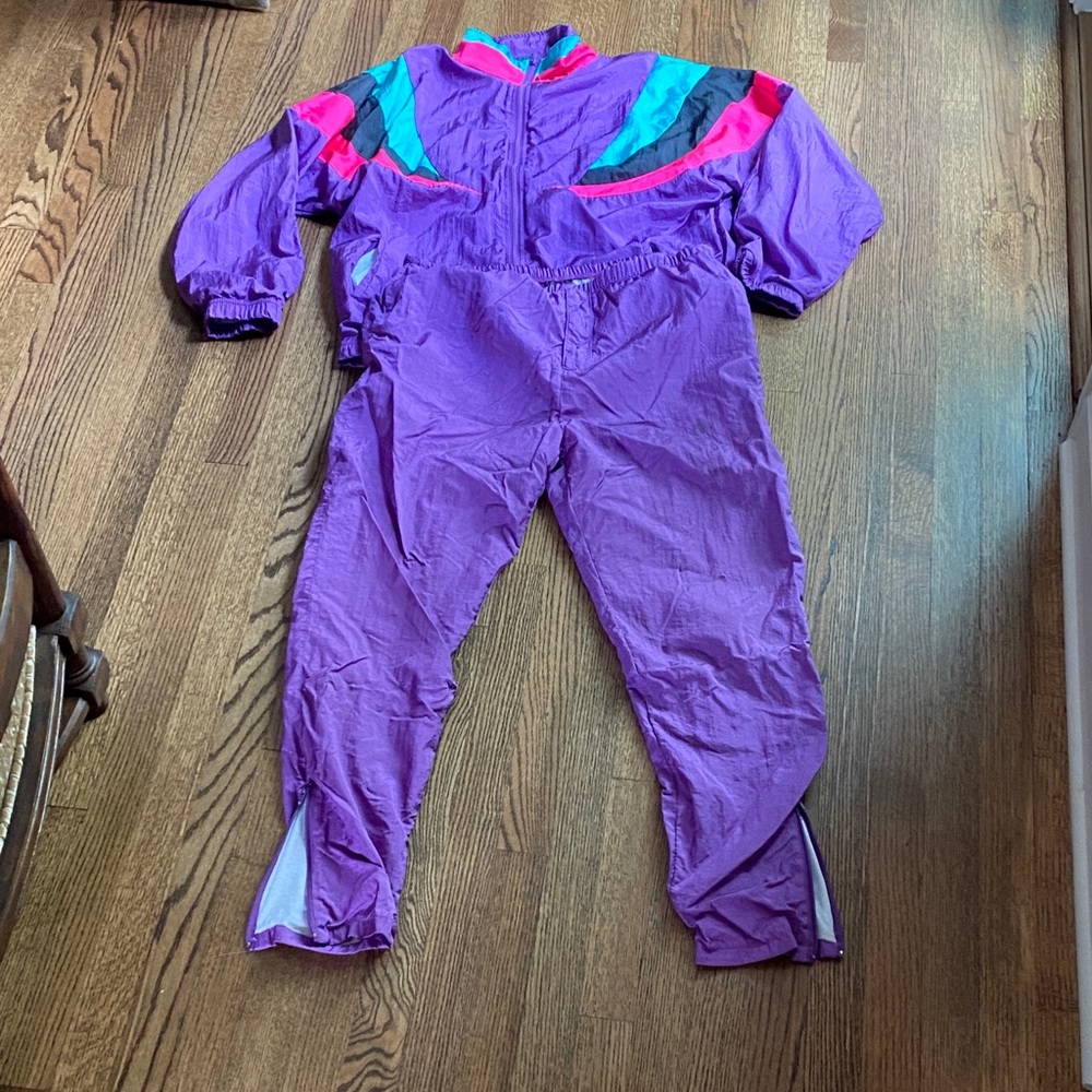 Purple Colorblock Track Pants & Jacket Set - Women's Jogger Tracksuit